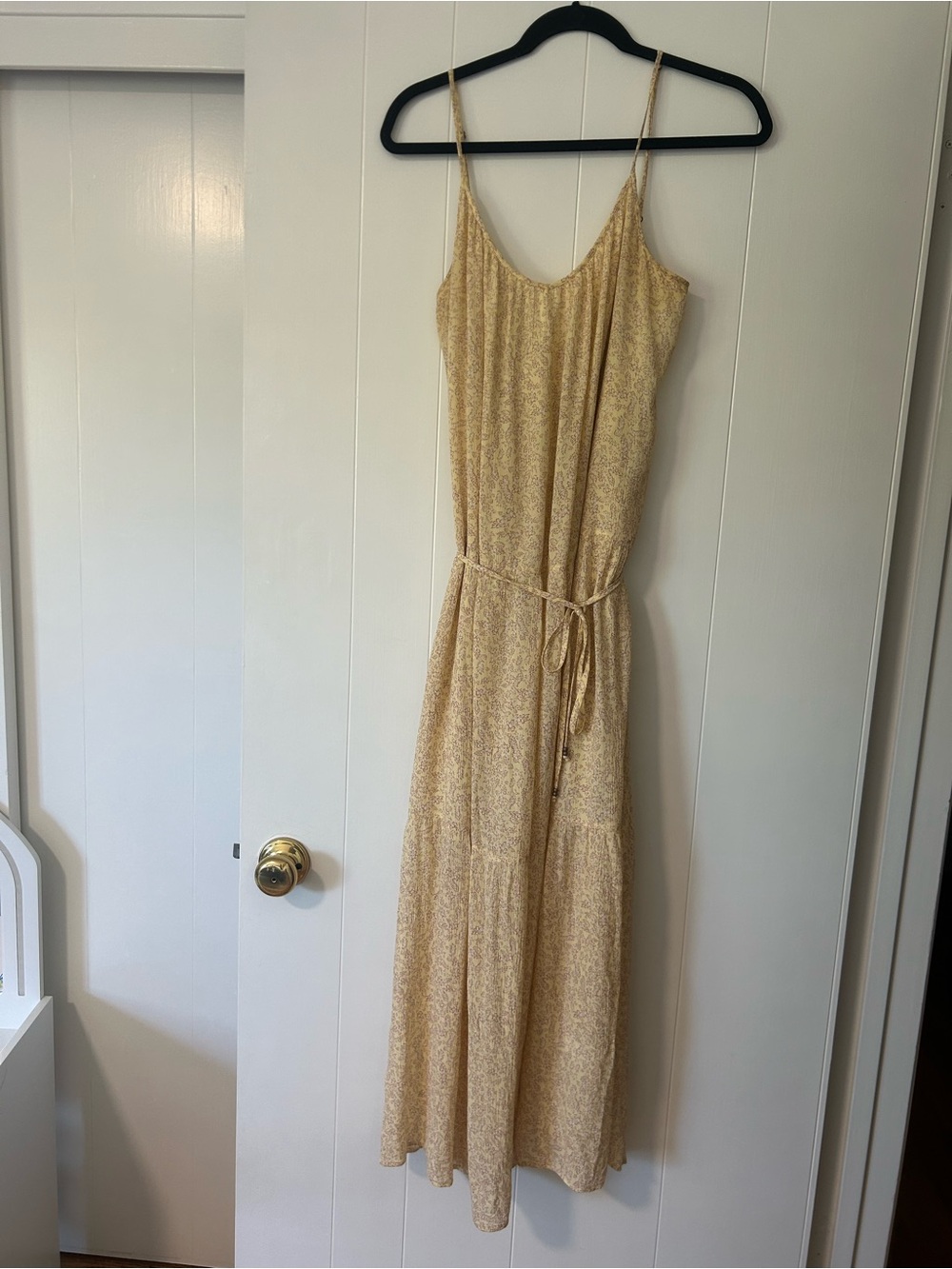 Gentle Fawn Yellow Cream Floral Spaghetti-Strap Maxi Dress